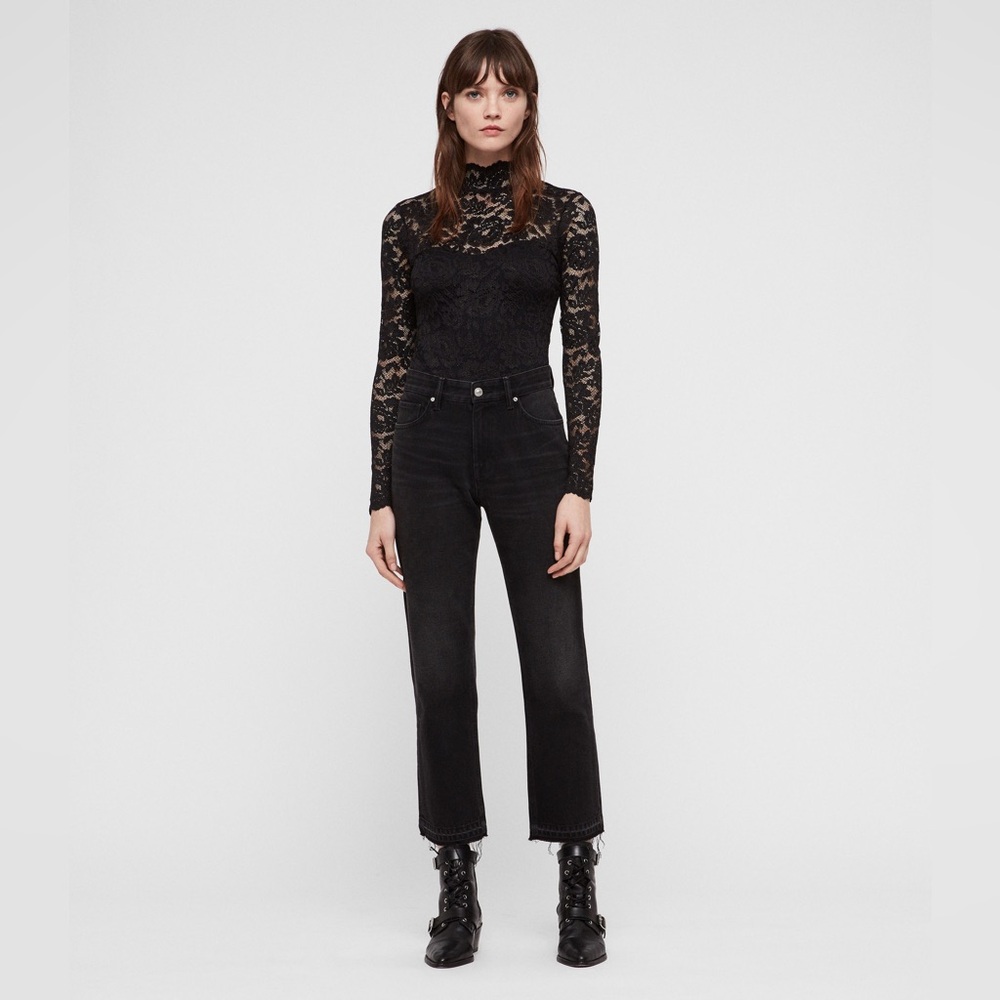 ALLSAINTS - Ellen Lace Bodysuit in black size US 4
